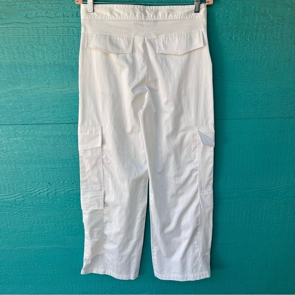 ZARA SILKY WIDE LEG DOUBLE CARGO TROUSERS PANTS SIZE SMALL WHITE - Picture 9 of 12